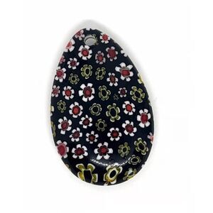 1pc Beads for Jewelry #21530 Black Millefiori Teardrop Pendant